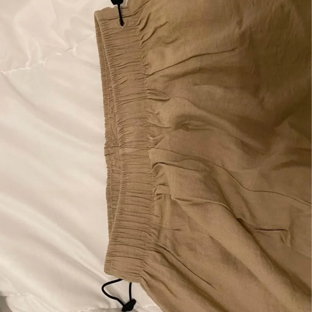 Tan Drawstring Parachute Pants - Picture 2 of 3
